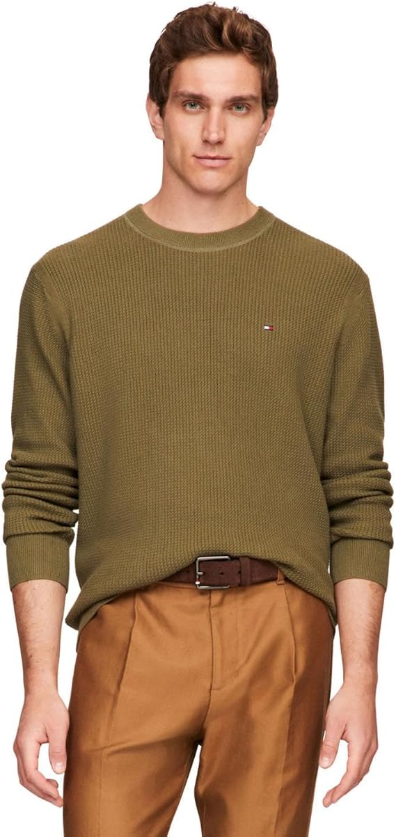 12 mens Waffle Knit Crewneck Sweater