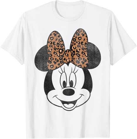 Minnie Mouse Distressed Vintage Leopard Bow Portrait T-Shirt