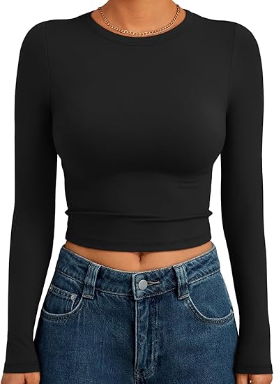 5 Womens Long Sleeve Crop Tops
